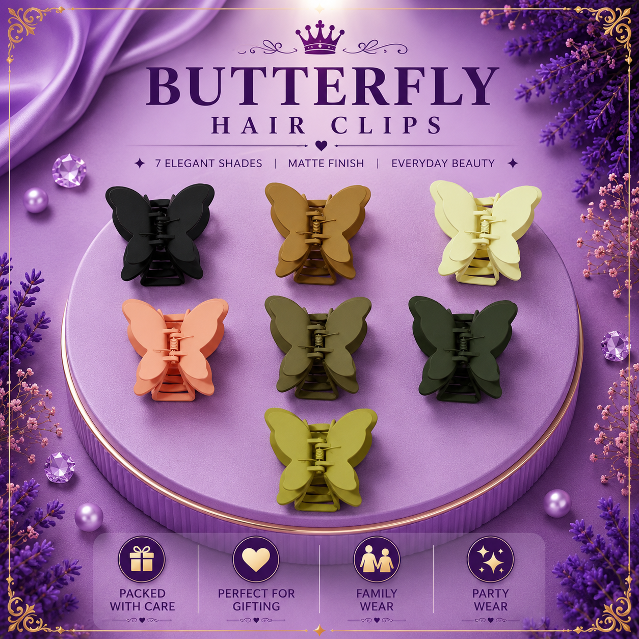 Matfinish Butterfly Hair Clips